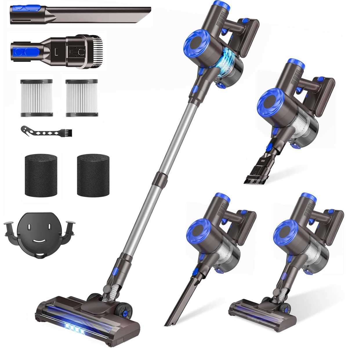 AIRDIYA Cordless Vacuum Cleaners, Super Power Suction Stick Vacuum Cleaners with 2200 mAh Battery, 8-in-1 Lightweight Self-Standing, 35 Mins Runtime for Home Low-Pile Carpet Pet Hair